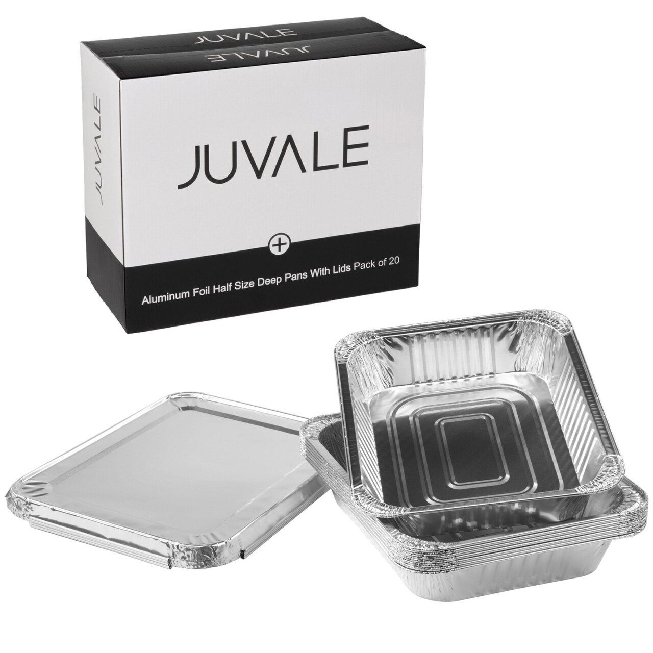 Juvale Aluminum Pans with Lids - 9x13 in, Silver, 20-Pack - Disposable Aluminum Pans, Foil Trays & Catering Trays for Baking & Roasting